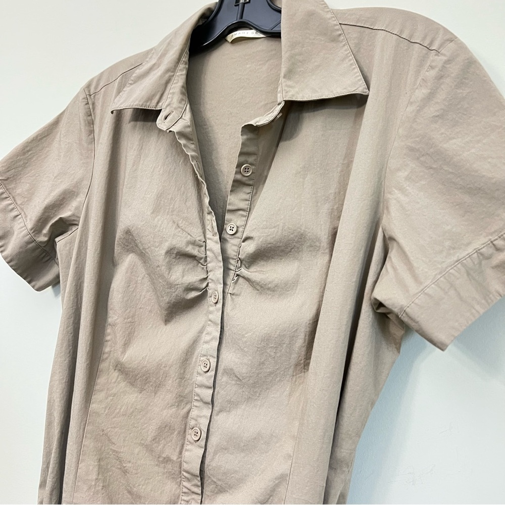 Smart Set Tan short sleeve Size 13 Large shirt dress button tshirt dress coverup - Picture 10 of 17